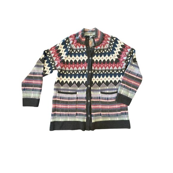 Coldwater Creek Womens Fair Isle Button-Up Cardigan Sweater Large Multicolor NWT - Picture 1 of 4